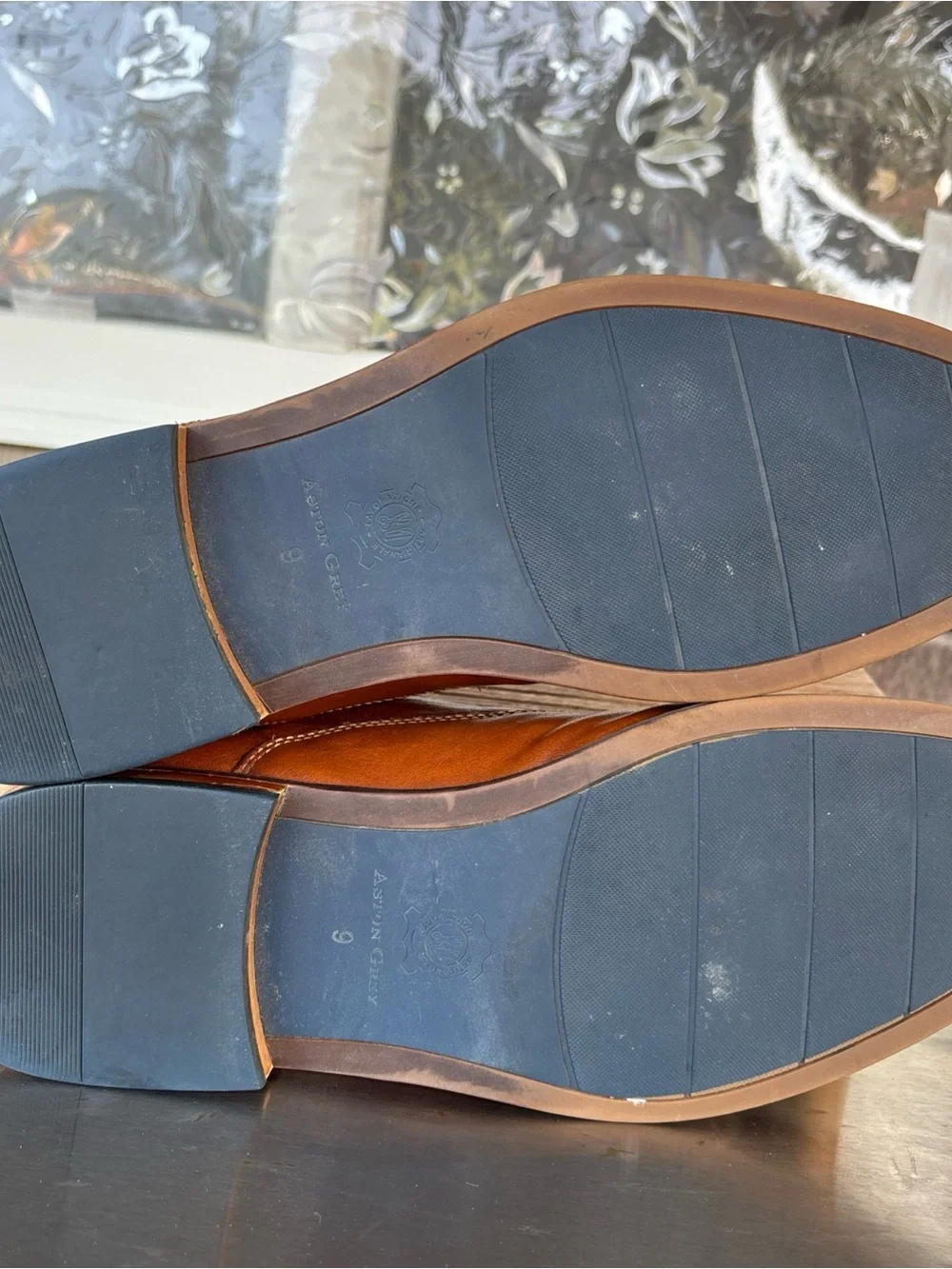 Austin Grey Men's 9 Lace-Up Leather Derby Shoes in Cognac Brown